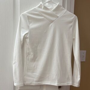 White Long Sleeve Top with Unique Collar